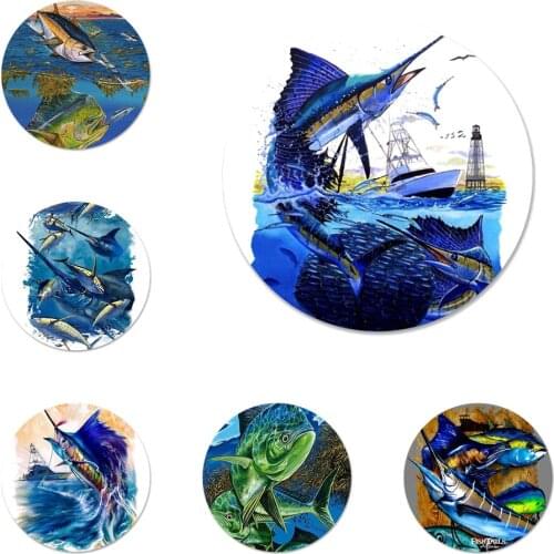 Hunting Fishing art fish Badge Brooch Pin Accessories For Clothes Backpack Decoration gift