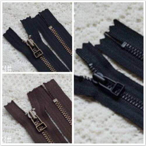 20pcs/lot Vintage Black Coffee Ykk Zipper for Sewing #3 Bronze Close End 10-50cm for Pocket Leather Bag Collar Accessories