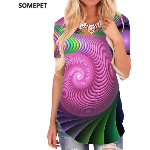 SOMEPET Colorful T-shirt women Graphics V-neck Tshirt Abstract T-shirts 3d Art Funny T shirts Womens Clothing Punk Rock Printed