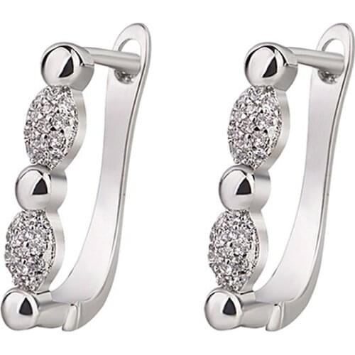 Top Quality Silver Plated Earring Female Jewelry Charm Zircon U Design Hoop Earring For Women Party Accessories Bright