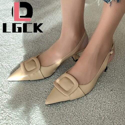 Plus Size 34-43 Women High Heels Brand Female Pumps Belt Buckle Metal Decoration Fashion Women Shoes Pointed Toe Casual Shoes