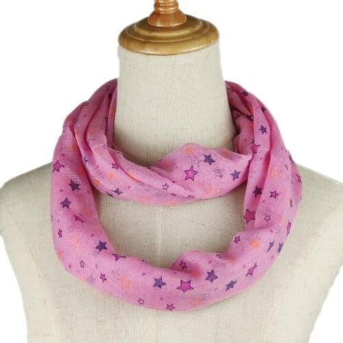 New Fashion Women Pink star Ring Scarf Infinity Loop Neckerchief Echarpe Foulard Femme snood spring summer autumn