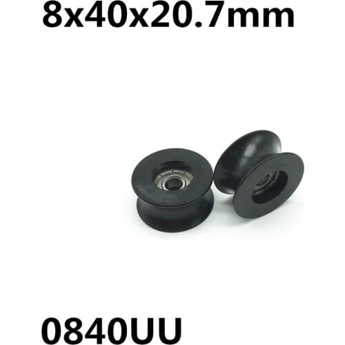 10PCS New Nylon Roller Bearings 0840UU 8mm Groove Guide Pulley Sealed Rail Groove Ball Bearing Wheel 8x40x20.7 mm Free shipping