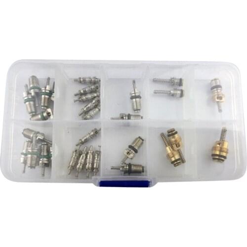 30X Car Assortment A/C Schrader Valve Core For R134A Kit of 7kinds of vlvs