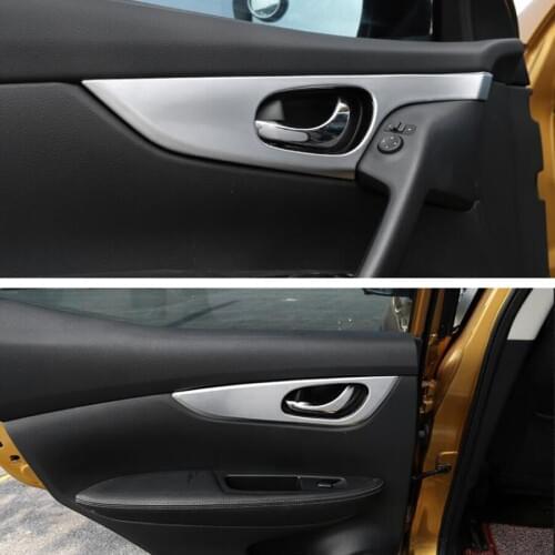 4Pcs/set Car Interior Door Handle Grab Trim Frame Garnish Sticker Styling For Nissan Qashqai 2014 2015 2016 ABS