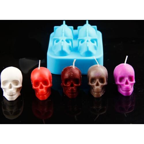 Halloween Party Accessories 3D Skull Silicone Mold for DIY Handmade Craft Candle Making Mould