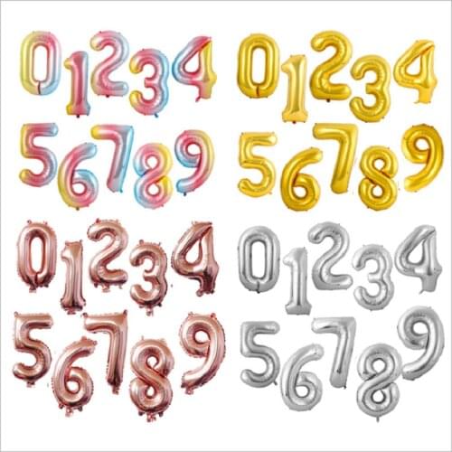 16/32/40 Inch Big Size Gradient Color Silver Gold Aluminum Foil Number Balloons Kids Adult Birthday Wedding Engagement Party