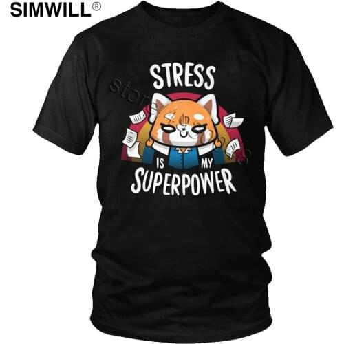 Anime Aggretsuko T-Shirt for Men Cotton Aggressive Retsuko T Shirt Short Sleeve Crew Neck Graphic Tee Shirts Merchandise Gift