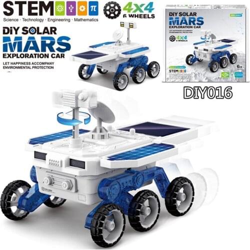 Planetary Exploration Vehicle Solar Powered Science and Education Self-assembled Electric Model Car for Children Kid Baby