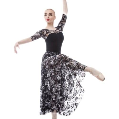 Adult Ballet/Lyrical/Contemporary Dance Long Dress Leotards Mid-length Sleeves Ballet Dance Practice Clothes Gymnastics Wear