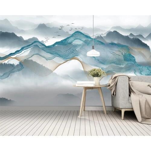 Beibehang custom new decorative painting ink landscape new Chinese background abstract wallpaper home decoration