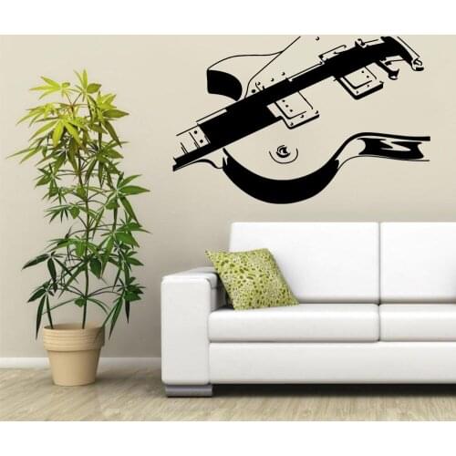 Free Shipping Electric Guitar Wall Sticker Musical Vinyl Art Wall Mural Home Decorative Room Decoration Wall Mural Y-656