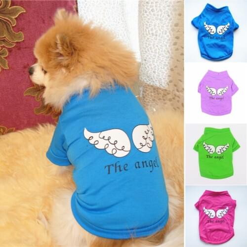 Hot Sale Summer Dog Vest Short Cute Wings Print Puppy Dog Clothes Pet Vest Cotton TShirt Dog Clothing For Small Dogs Costumes