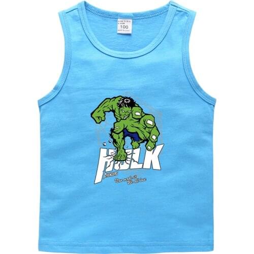 Hulk Kids Sleeveless T-Shirt Children Disney Marvel Anime Figure Superhero Print T Shirts Boy Girl Clothes Tops Pajamas Tee
