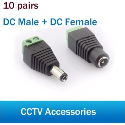 Coaxial Cat5 To Bnc DC Power Male jack plug DC female Connector plug adapter Av BNC UTP for CCTV Camera Video Balun