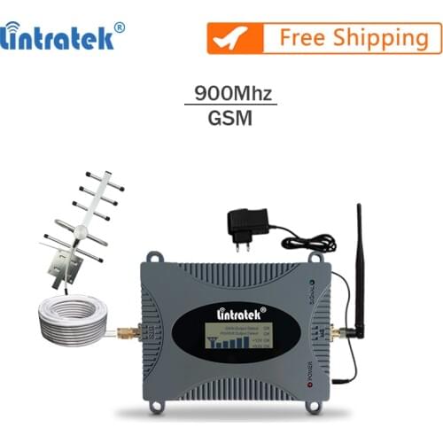 Lintratek GSM Repeater Voice Amplifier 900Mhz 2G Signal Booster Full Kit GSM 900 Cellphone Booster Yagi Antenna+10M Cable