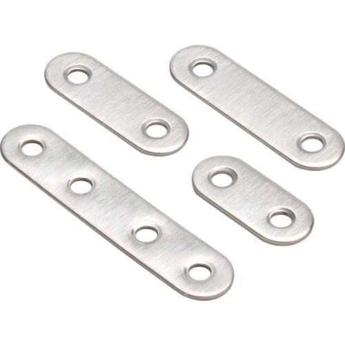 MEGA 10PCS Flat Corner Brackets Straight Plates Brace Brackets Stainless Steel Mending Repair Fixing Connectors Supporters