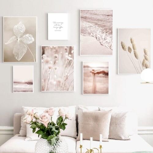 Sand Sea Beach Rice Dandelion Sun Hand Wall Art Canvas Painting Nordic Posters And Prints Wall Pictures For Livig Room Decor