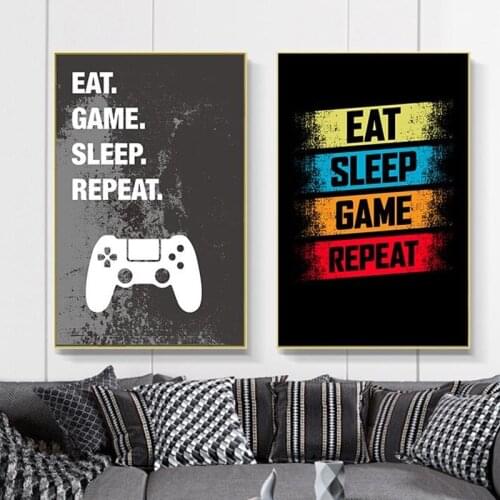 Game Repeat Wall Art Canvas Painting Gamer Art Boys Room Canvas Poster And Prints Decorative Picture Playroom
