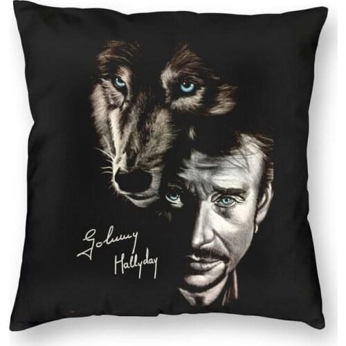 Johnny Hallyday And Wolf Cushion Cover France Singer Rock Star Throw Pillow Case For Living Room Fashion Pillowcase Home Decor