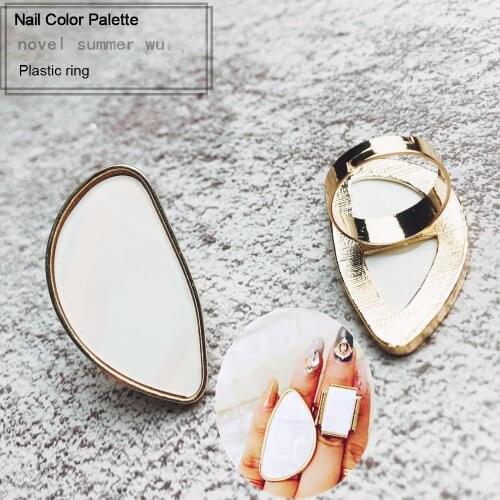 ANGNYA New Nail Art Finger Ring Color Palette for UV Gel Polish Painting Makeup Cream Foundation Mixing Palette Nail Art Tools