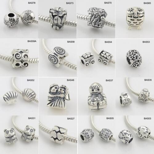 Wholesale 20pcs/lot Mix Designs Antique Tone Authentic 925 Sterling Silver European Charm Beads BAS78