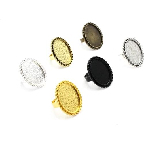 Fit 18x25mm Oval Cabochons Ring Metal Alloy Blank Setting Bezel Blank Base For DIY accessories Making 10pcs/lot K04636