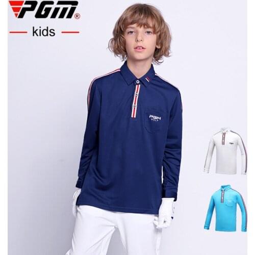 PGM childrens golf apparel autumn and winter Breathable long-sleeved T-shirt boys stretch fabric warm golf Sportswear