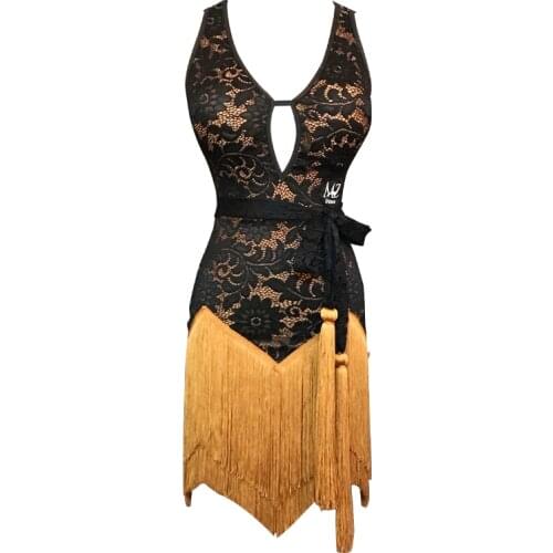 Fringe Latina Dance Dress Women Designer Clothes Stage Costume Lace Ballroom Dance Outfit Practice Wear Tango Dancewear JL2507