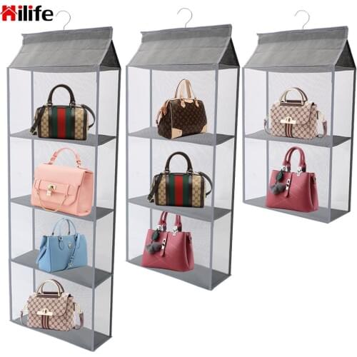 Hanging Handbag Organizer Three-dimensional Foldable Purse Storage Bag Bedroom Organization Door Wardrobe Closet Hanger