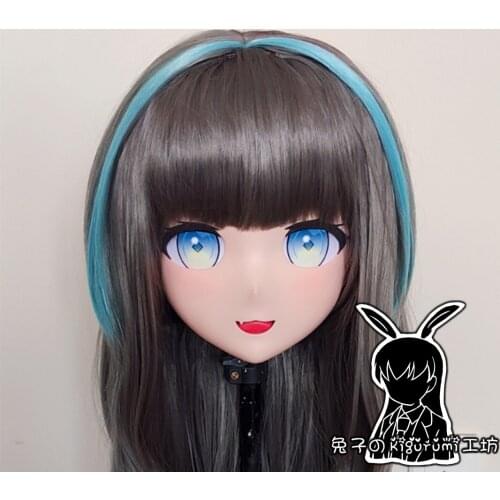 RB0711)Customize Full Head Resin Cartoon Cosplay Japanese Character Anime Role Play Crossdress Kigurumi Mask With Back Shell