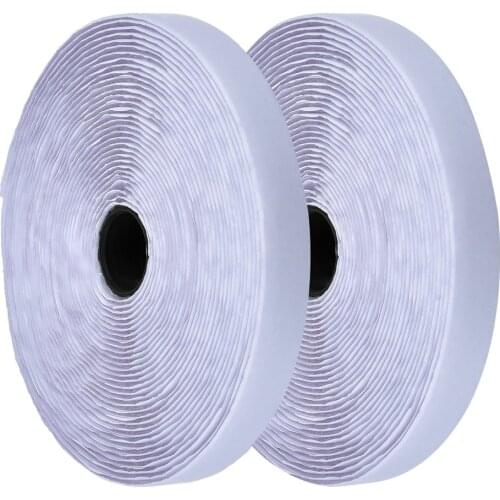 2 Rolls 2cm 25m White Hook and Loop Self Adhesive Magic Tape Fastener Strong Tape Hook and Loop Strip Tape Adhesive