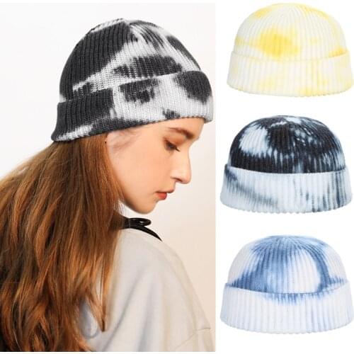 MYZW Woman Man Dyeing Hat Knitted Beaines Unisex Hiphop Street SkullCap Fashion Causal Caps Fisherman Unisex Thread Ornaments