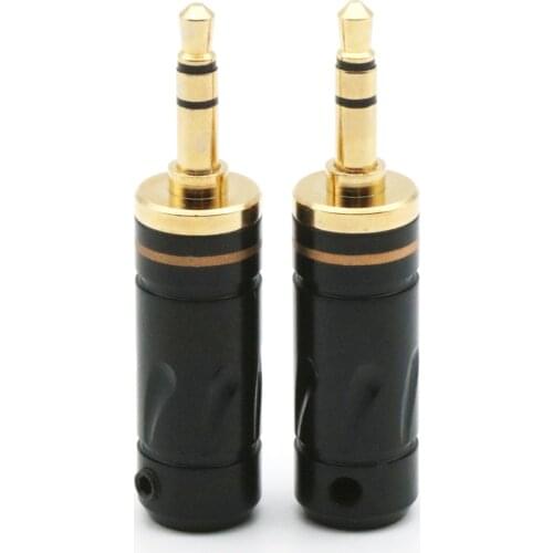 Pure copper headphone plug 3.5mm three-dimensional gold-plated large wire clip headphone plug three 3.5 welding lock screws