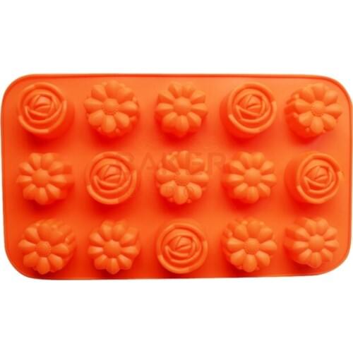 Silicone bakeware 15 even two different flower-shaped silicone chocolate mold rose flower jelly CDSM-307