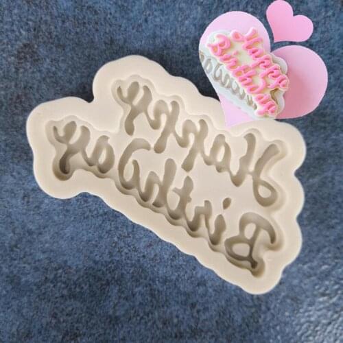 NEW Happy Birthday Fondant Cake Mold Chocolate Mold Cake Decoration Tool DIY Baking Silicone Mold A1374
