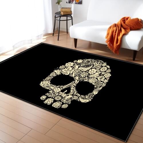 Modern home decoration 3D skull print living room carpet bedroom floor mat soft and comfortable carpet and rug