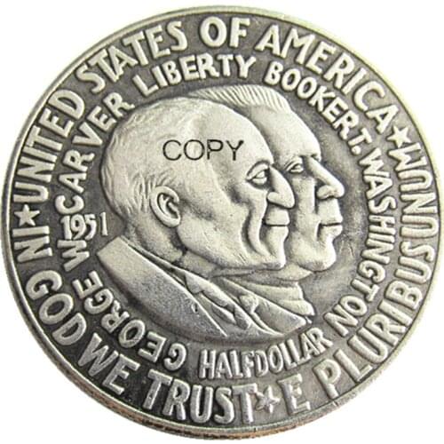 USA 1951P/S/D Booker T. Washington Half Dollar Silver Plated Copy Coin