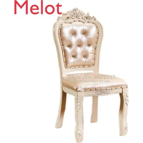 B Single Solid Wood Chair European Dining Chairs Like White House Hotel Tables and Chairs Soft Bag Make-up Nail Mahjong Back