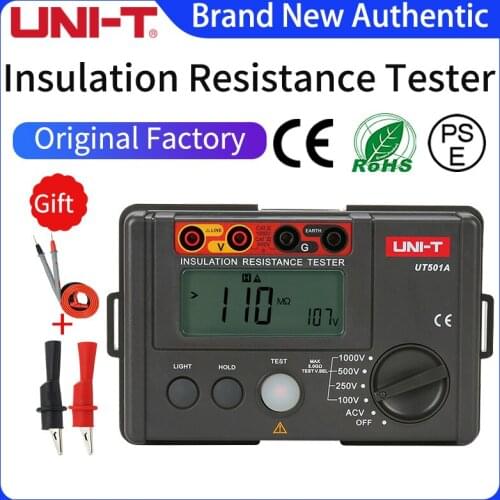 UNI-T Insulation Resistance Tester Meter UT501A Megger Earth Ground Resistance Voltage Tester Megohmmeter Voltmeter