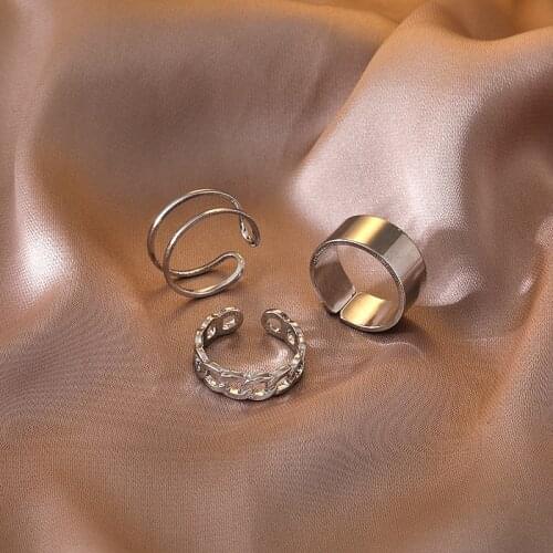 Vintage Fashion Metal Geometric Copper Round Ring Set Hiphop/rock Punk Joint Rings Woman Nightclub Accessories