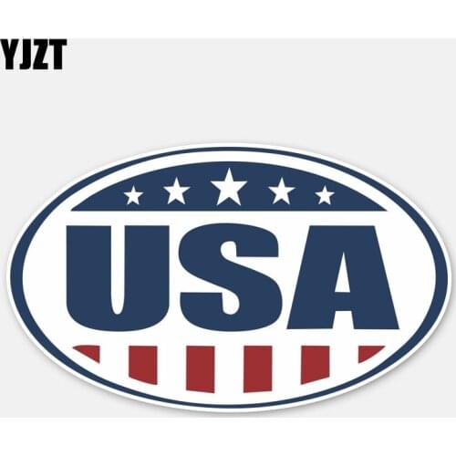 YJZT 14.3CM*8.5CM Creative Graphics USA Oval Flag Car Sticker Accessories Decal 6-2679