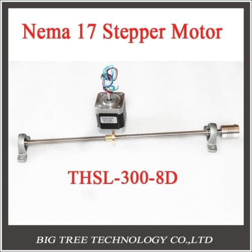 Sliding Table parts RepRap 3D Printer kit THSL-300-8D T8 Lead Screw +Copper Nut +Nema17 Stepper Motor+bracket+ Flexible Coupling