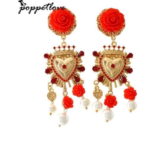 New Design Bohemia Charming Flower Blue Crystal Water Drop Earrings For Women Fashion Party pendientes mujer moda 2018