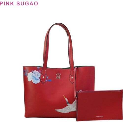 Pink Sugao Women Purse Embroidery Fashion Shoulder Bag Luxury Handbags Women Bags Designer 2019 Fashion Composite Bag 2 PCS New