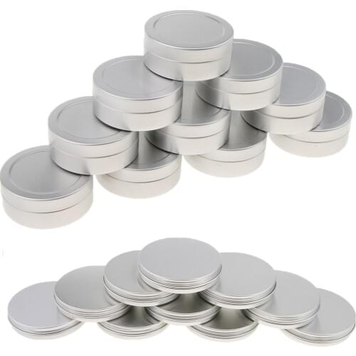 0.85 Oz, 1 Oz 20X Aluminium Tin Flat Silver Metal Tins Empty Slip Slide Round Tin Containers & Tight Sealed Twist Screwtop Cover