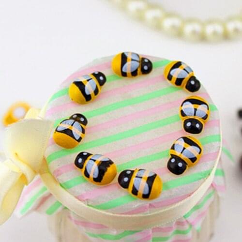 100pcs/lot Mini Bee Stickers DIY 3D Wooden Ladybug Stickers Scrapbooking Easter Home Wall Wedding Decoration Scrapbooking Craft