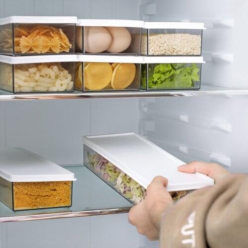 1100 ML Rectangle Plastic Storage Box Kitchen Transparent Storage Container Refrigerator Sealed Jar Grains Beans Organizer