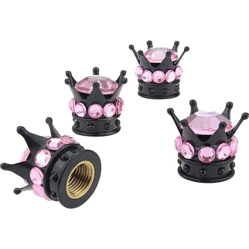 8 Pack Valve Stem Caps, 4 Pack Handmade Crown Universal Car Tire Valve Caps Chrome,Attractive Dustproof Bling Car Accessories