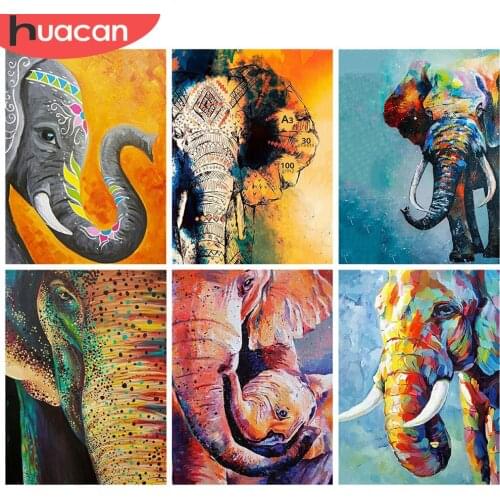 HUACAN 5D DIY Diamond Painting Elephant Handicraft Home Decor Full Square Diamond Embroidery Animal Mosaic Wall Art